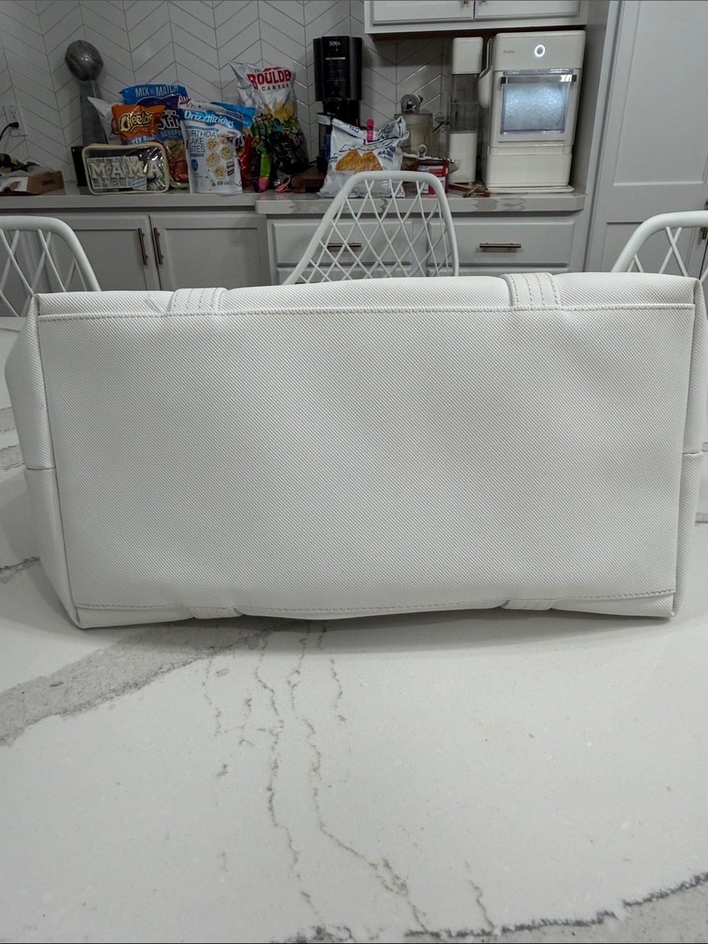 Lacoste White PVC Textured Tote Bag - Picture 12 of 12